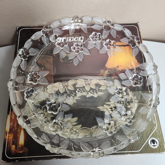 Carmen Satiniert Vintage Clear Glass Serving Tray Teller Walther Glas 12" - Picture 6 of 10